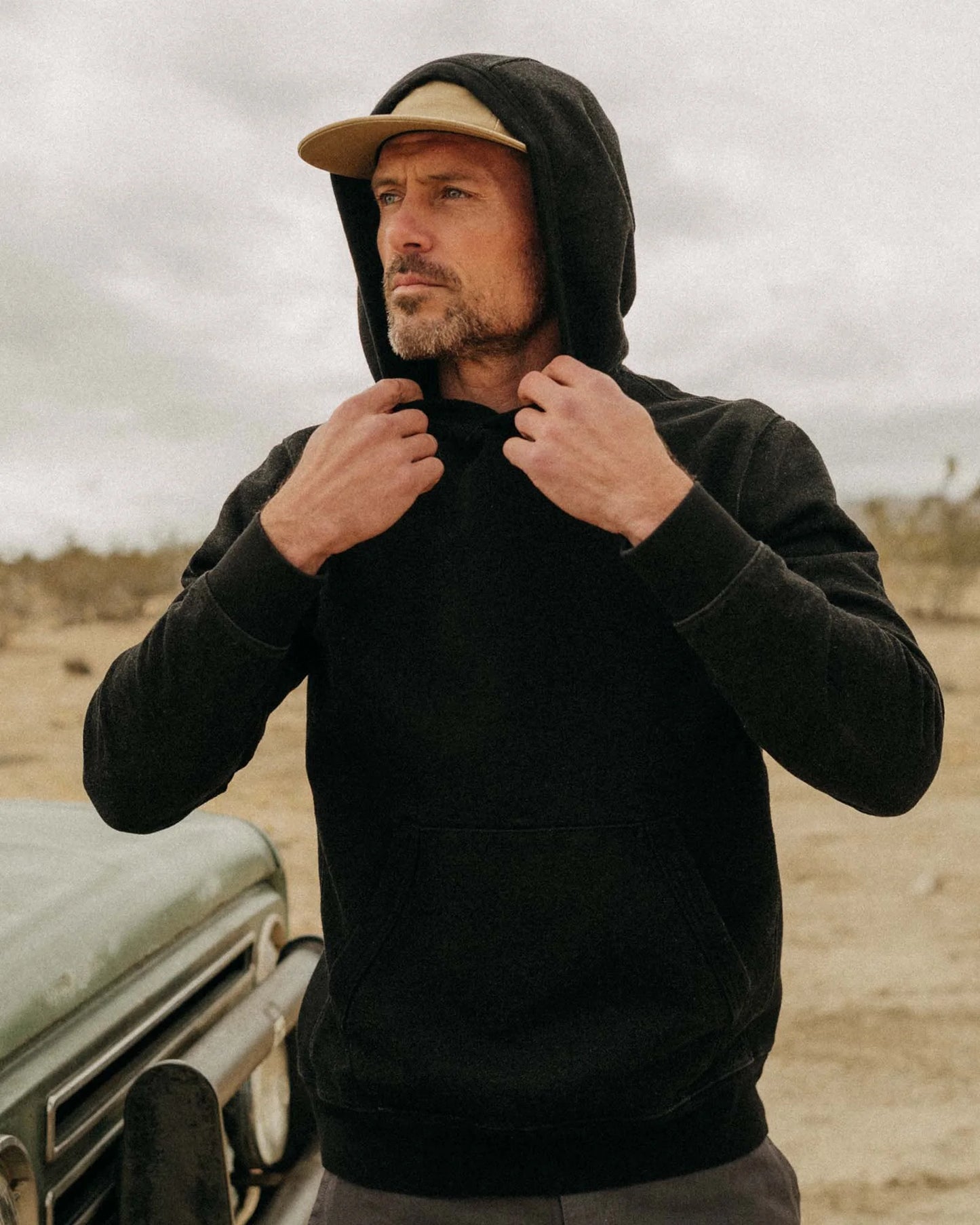 The Sunset Hoodie in Black Indigo Terry