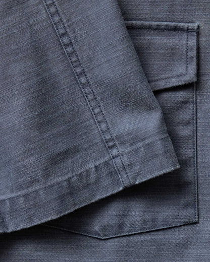 The Short Sleeve Surplus Shirt in Navy Reverse Sateen