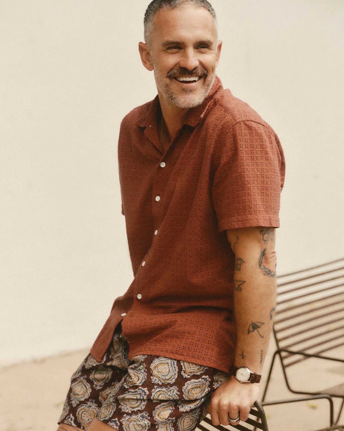 The Davis Shirt in Driftwood Eyelet