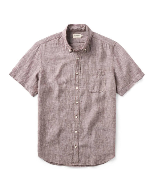 The Short Sleeve Jack in Burgundy Linen