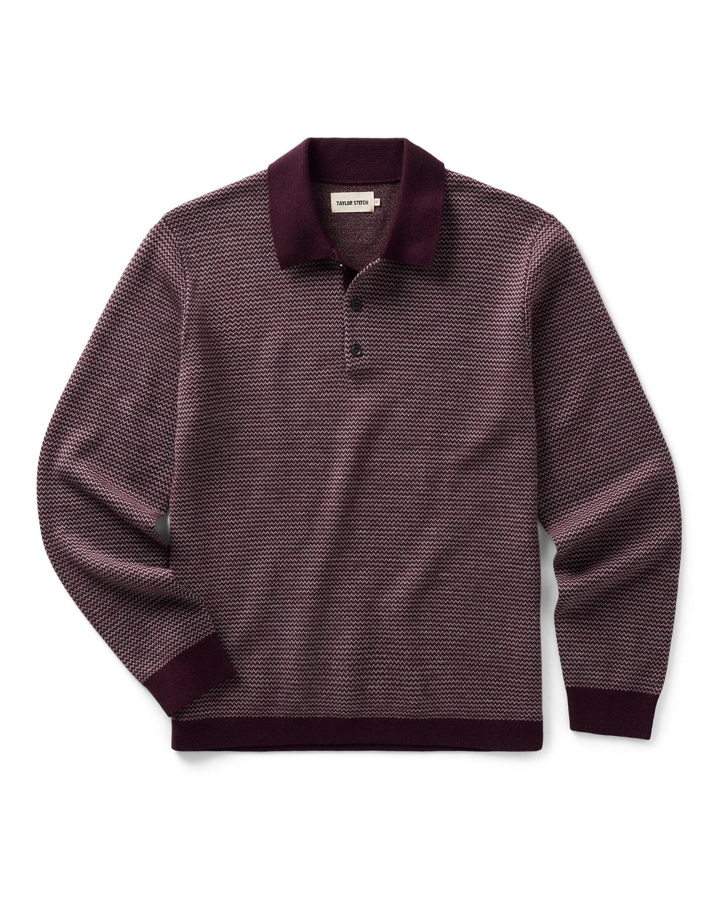 The Newton Sweater Polo in Burgundy Birdseye Merino