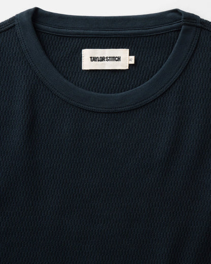 The Organic Cotton Crew in Dark Navy Waffle