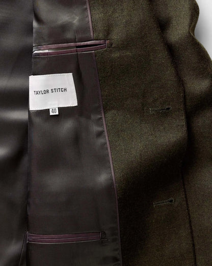 The Stevens Sportcoat in Black Olive Wool Flannel