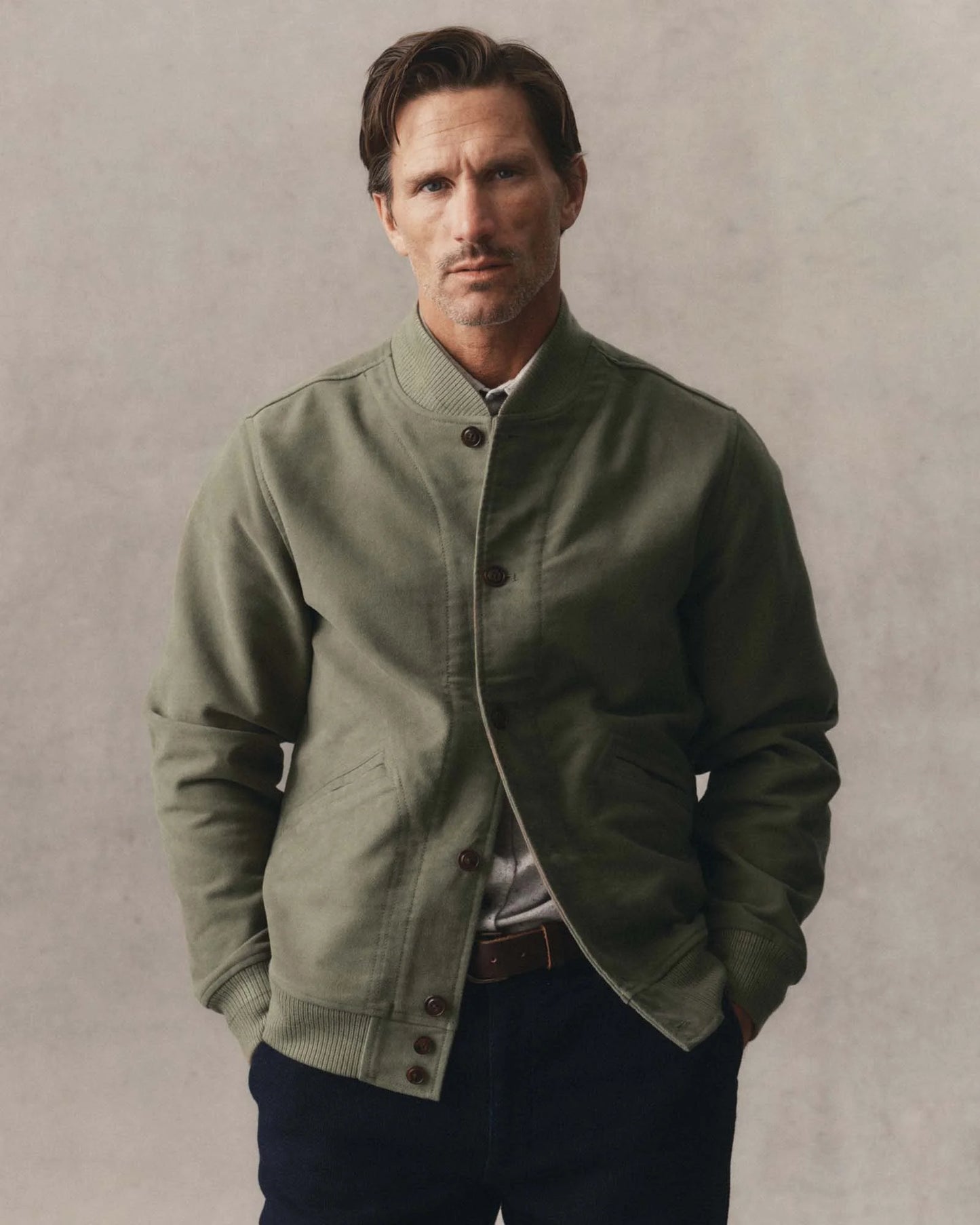 The Clark Bomber in Smoked Olive Moleskin