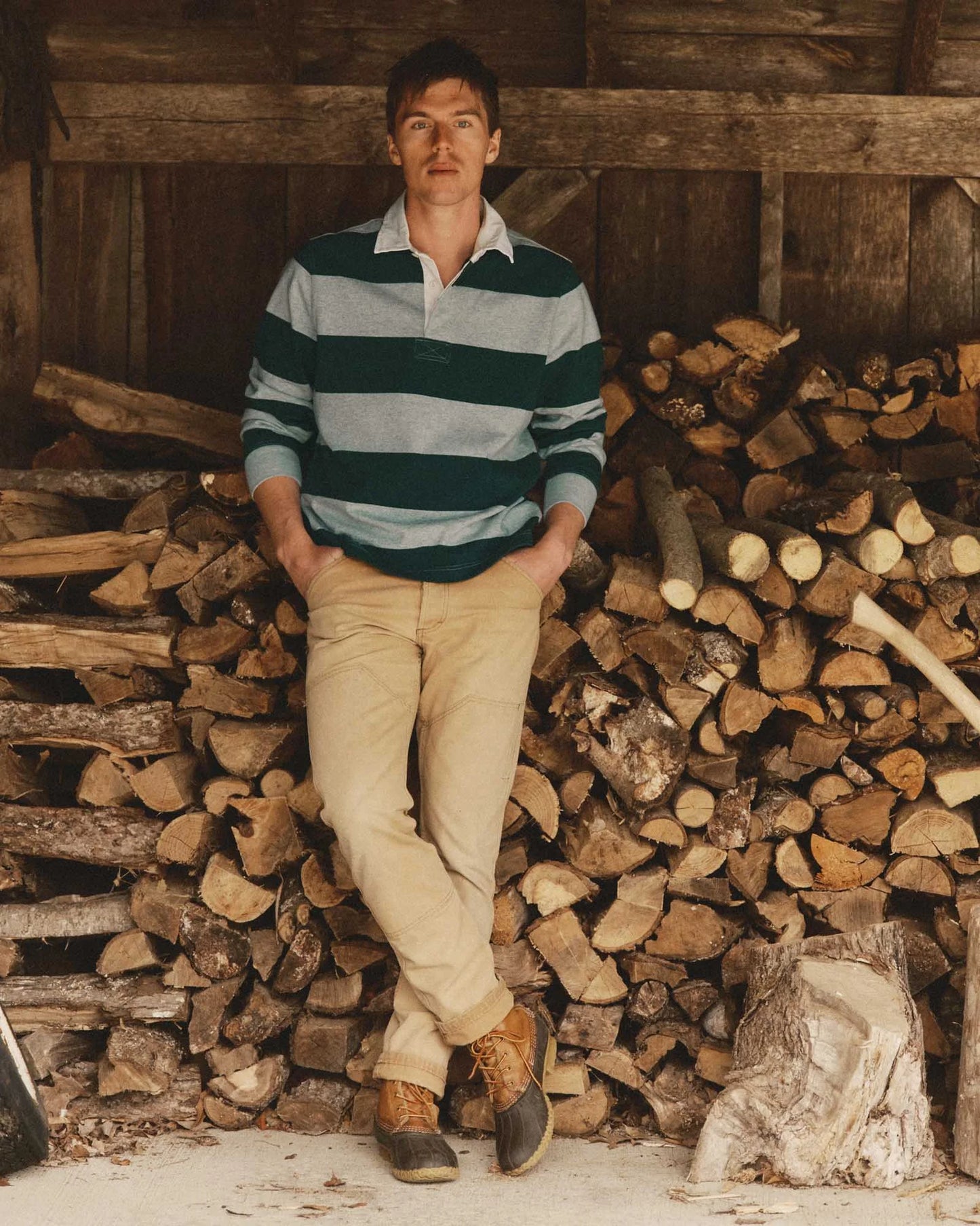 The Rugby Shirt in Dark Forest Stripe