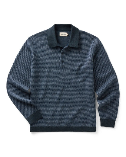 The Newton Sweater Polo in Navy Birdseye Merino