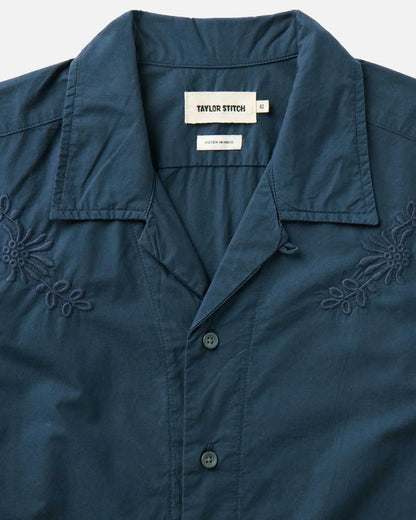 The Davis Shirt in Navy Floral Embroidery