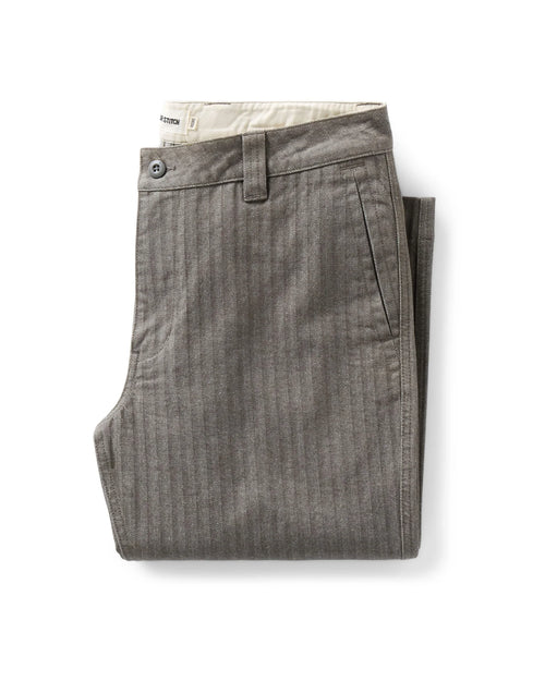 The Emlen Pant in Smoked Olive Herringbone