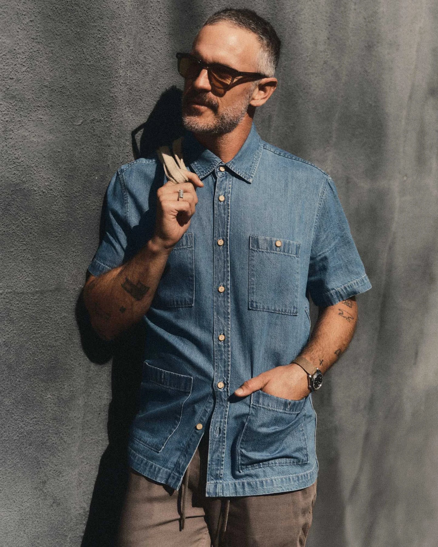 The Gulf Shirt in Washed Indigo Twill