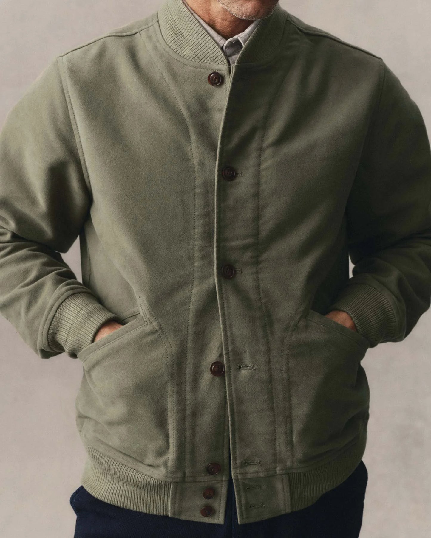 The Clark Bomber in Smoked Olive Moleskin