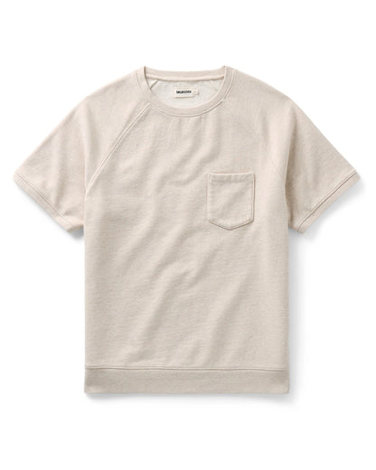 The Short Sleeve Sunset Crew in Heather Oat Terry