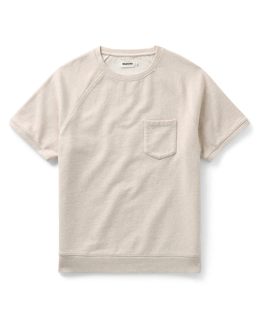 The Short Sleeve Sunset Crew in Heather Oat Terry