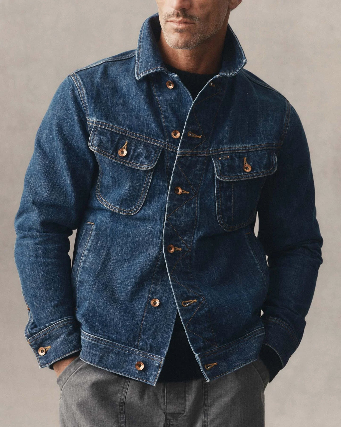 The Long Haul Jacket in Mid Wash Organic Selvedge