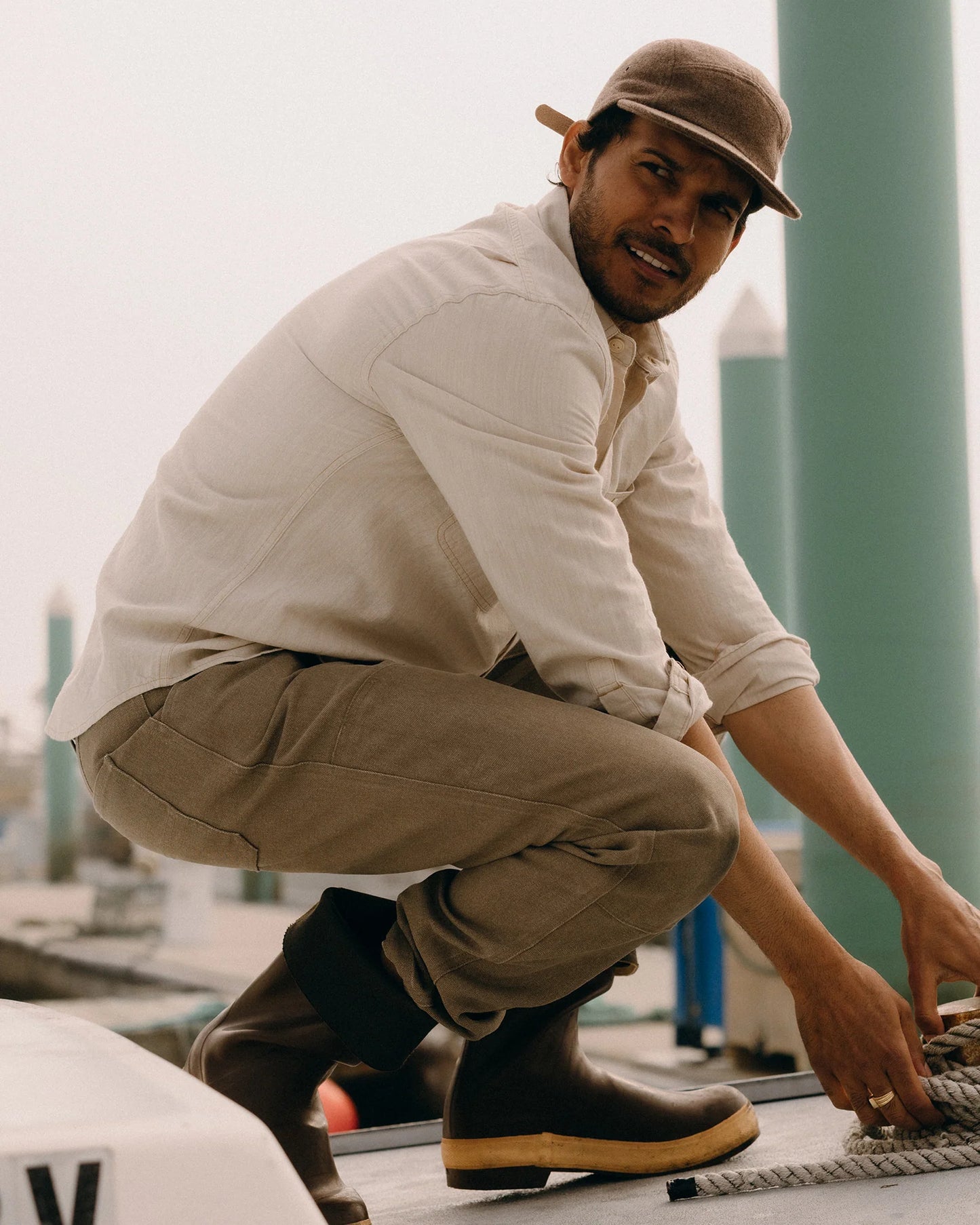 The Chore Pant in Stone Chipped Canvas