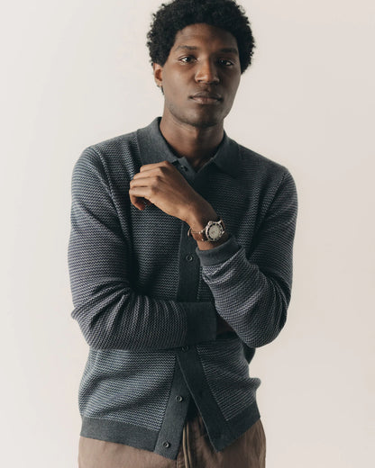 The Nichols Polo in Navy Birdseye Merino
